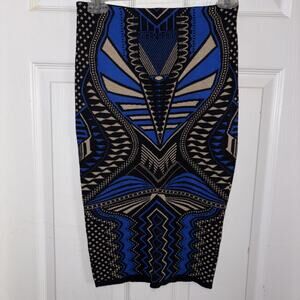 Hera Collection Y2K Black Blue Gold-tone Pencil Skirt Womens Size Small 1581-AP